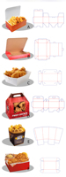 Carton d'Emballage Personnalisé pour Poulet Frit, Boîte en Papier Qualité Alimentaire pour Plats à Emporter, Hot-dog Coréen, Burger Français et Fast Food
