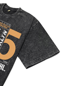 Camisetas Personalizadas para Hombre, Modelo NO.35, Impresión Deportiva DTG, Corte Regular, Transpirables, de Algodón, Color Negro Lavado Ácido, Cuello Redondo - Product Image 5