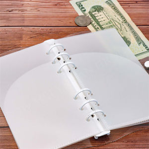 A6 A7 pembe buzlu PP nakit zarflar bölücü 2 cepler gevşek yaprak Zipless para zarflar dergisi bütçe bağlayıcı cepler 6 delik - Product Image 4