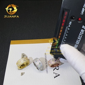Anillo de Eternidad de Plata de Ley 925 con Diamantes Moissanite VVS, Estilo Rapper, Joyería de Moda, Totalmente Cubierto de Diamantes, Pasa el Test de Diamantes - Product Image 3