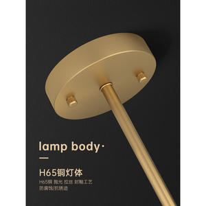 Lustre moderne minimaliste de luxe en cuivre pour salon, chambre à coucher, salle à manger, élégantes suspensions en cristal - Product Image 5