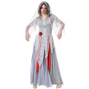 Disfraz de novia fantasma con velo y falda de encaje para cosplay de Halloween y actuaciones en escenario - Product Image 1