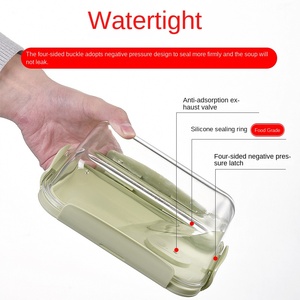 Boîte à lunch rectangulaire en verre borosilicate <span class=keywords><strong>de</strong></span> haute qualité avec couvercle en plastique, compatible micro-ondes, pour garder les aliments frais, idéale pour les employés <span class=keywords><strong>de</strong></span> bureau - Product Image 3