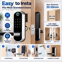 Serrure intelligente TTlock avec poignée réversible, entrée sans clé, numérique, WiFi Tuya, empreinte digitale biométrique, mot de passe, pour appartement et usage domestique