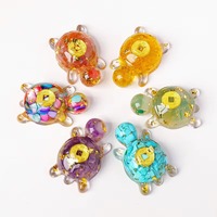 Mini Figurine Tortue Porte-Bonheur en Résine et Cristal (Aventurine, Quartz Rose, Œil de Tigre) – Ornement Feng Shui, Breloque de Voiture, Décoration Maison et Bureau