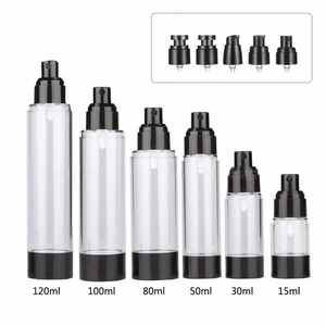12X15ML 30ML 50ML Du Lịch Có Thể Bơm Lại Như Chai Mỹ Phẩm Airless Chai Nhựa Điều Trị Lotion Container Với Nắp Đậy Màu Đen - Product Image 2