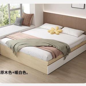 Cama de Almacenamiento Minimalista de Madera XHA con Tapicería de Tela, Opciones de Color Blanco y Beige, Tamaño Completo Personalizable - Product Image 3
