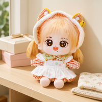 Chapeau en peluche personnalisé en coton avec oreilles de chat, chemise à pois et jupe – Cadeau de collection pour fans – Vente en gros