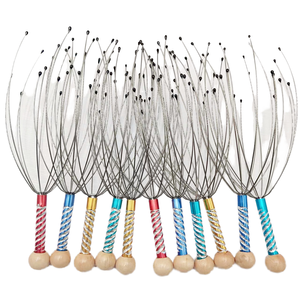 Günstiger Großhandel Mehrfarbige Edelstahl 12-Klauen-Kopfmassagegeräte Handgehaltener Kopfmassagestab für Tiefenentspannung - Product Image 6