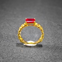 Bague cubaine de luxe en or plaqué 18 carats avec rubis taille émeraude et argent sterling 925 pour femme, fille, cadeau d'anniversaire, bijoux raffinés