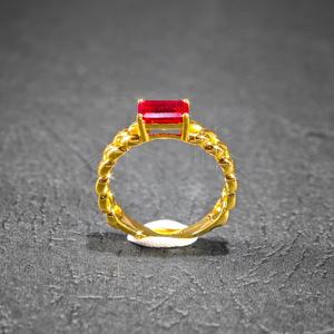 Anillo cubano de rubí chapado en oro de 18 quilates de corte esmeralda de lujo con Plata de Ley 925 para regalo de aniversario de mujer - Product Image 5