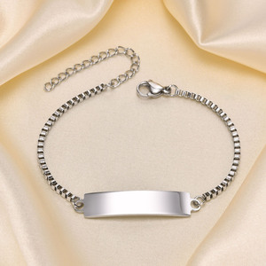 Bracelet personnalisé pour enfants en acier inoxydable avec chaîne à barres courbées, gravable, étanche et ajustable, bijoux de mode pour enfants - Product Image 6