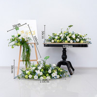 Decoración de Flores Artificiales de Seda Hechas a Mano en Verde, Azul y Blanco, Duraderas, para Fondo de Boda, Arco, Mesa, Alquiler para Fiestas, Decoración de Escaparates