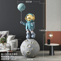 Décoration de meuble TV sur le thème de l'astronaute en ballon de dessin animé, ornements de sol grand format représentant un homme de l'espace avec la lune, décoration intérieure