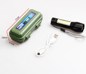 ไฟฉายแบบชาร์จไฟ USB 3 โหมด, ไฟฉายมือถือ <span class=keywords><strong>LED</strong></span> สว่างพร้อมไฟด้านข้าง COB, การใช้งานฉุกเฉินและรายวัน - Product Image 5