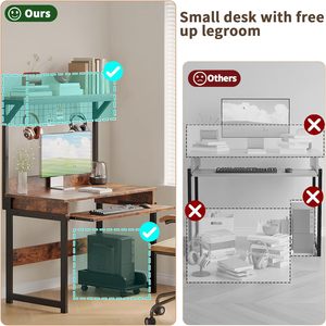 Escritorio Pequeño <span class=keywords><strong>de</strong></span> Madera para Computadora, <span class=keywords><strong>Mesa</strong></span> para Laptop con Almacenamiento, Estación <span class=keywords><strong>de</strong></span> Trabajo para Oficina, Estudio y Escritura, Diseño que Ahorra Espacio - Product Image 5