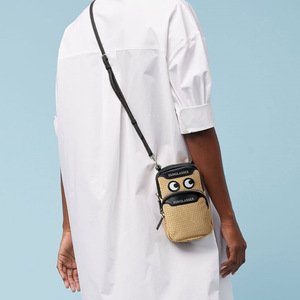 <span class=keywords><strong>Sac</strong></span> bandoulière <span class=keywords><strong>mini</strong></span> pour femme en paille PP tressée, motif dessin animé yeux grands et mignons, nouveauté été plage - Product Image 2
