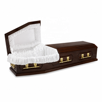 Ataúd de Madera Sólida de Estilo Europeo Premium, Ataúd Funerario de Lujo con Acabado Brillante para Funerarias, Suministros Funerarios al por Mayor