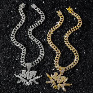 Nuevo Collar con Colgante Personalizado Estilo Hiphop con Letras BABY y Diseño de Pistola Doble, Accesorio Creativo y Moderno para Hombre, Venta al Por Mayor - Product Image 5