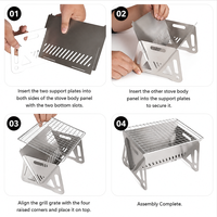 Barbecue portable pliable en acier inoxydable au charbon de bois pour le camping en plein air, la maison et les voyages