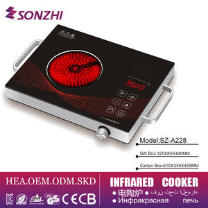 Table de cuisson électrique en céramique SonZhi 2200W, plaque simple, commande tactile, panneau noir lisse, cuisinière à induction pour usage domestique - Product Image 2