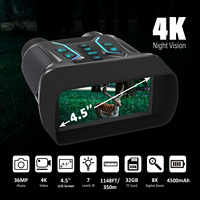 Jumelles numériques infrarouges de vision nocturne 4K, zoom 8x, étanches, écran HD 4,5'', stockage 32 Go, portée 350-400 m, tactiques