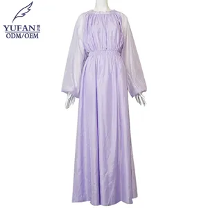 YuFan Vestido Maxi de chiffon feminino personalizado de alta qualidade, moda verão redonda para praia e resorts, vestidos de cintura alta