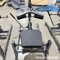 Machine de musculation réglable pour presse à jambes et soulevé de mollets assis, en acier, noire, à charge par plaques