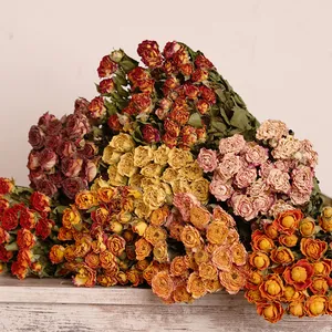 YOPIN-1190 Wholesale Dried Stem Rose Bouquet Dry Rose Flower Buds For Decor