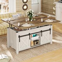 Table basse élévatrice 4 en 1 convertible multifonctionnelle avec rangement et compartiments cachés Table basse de ferme blanche