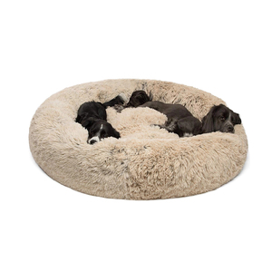 Kinghon Beruhigendes Kuschelbett in Donut-Form für Hunde & Katzen mit Langem Fell & Festem Kunstfell-Material - Product Image 1