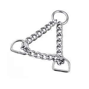 Durability Chrome Plating Steel Dog Choke Triangle Pull Up Chain For Martingale Training Collar