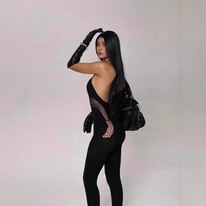 2025 été femmes décontracté Yoga combinaison col bas serré sans manches licou taille haute couleur unie maigre résille combishorts - Product Image 1