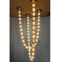 Décoration de maison de luxe, salon, hôtel, loft, éclairage, lampes suspendues en pierre d'alabastro, chaîne décorative, lumière moderne
