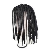Topper Cheveux Homme 12 Pouces Longs Noirs Dreadlocks Remy Indiens, Prothèse Capillaire Homme en Cheveux Humains avec Base Swiss Lace pour Dreads