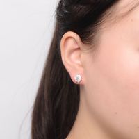Großhandel Mode 925 Sterling Silber Rosa Emaille Ohrringe Magnolie Blume Ohr stecker Schmuck für Frauen Geschenk