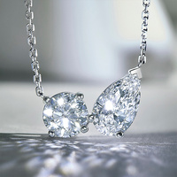 Collana Toi Et Moi con Diamante Coltivato in Laboratorio, Taglio a Pera 1 Carato, Platino PT950, Certificato IGI, Colore D, Gioiello di Lusso con Pendente a Due Pietre