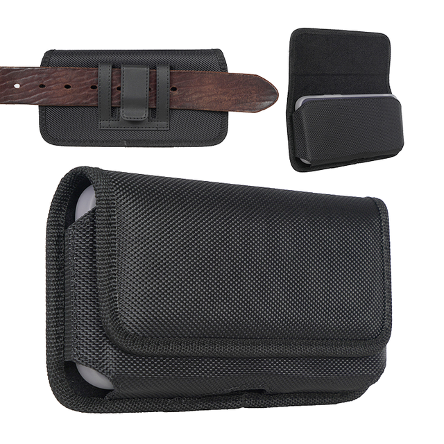 Cell Phone Universal Horizontal Nylon Pouch Case with Holster Belt Clip for iPhone