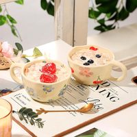 Mug à café en céramique, tasse à thé florale mignonne pour femmes, fête des mères, Noël, mugs pour latte, thé, lait, chocolat