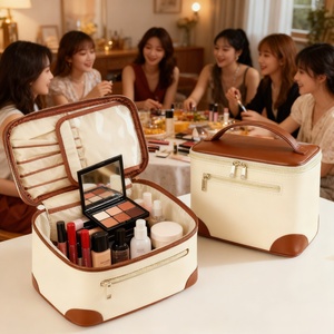 Bolsa de <span class=keywords><strong>Maquillaje</strong></span> Azul, Organizador de <span class=keywords><strong>Maquillaje</strong></span> de Viaje, <span class=keywords><strong>Estuche</strong></span> <span class=keywords><strong>para</strong></span> Brochas de Cosméticos <span class=keywords><strong>para</strong></span> Mujer en Cuero Vegano Ecológico - Product Image 5