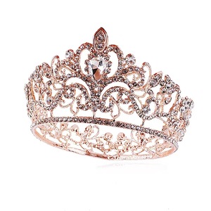 Nouvelle mariée baroque alliage diamant couronne ronde grande pleine couronne scène fête robe <span class=keywords><strong>de</strong></span> mariée accessoire - Product Image 3