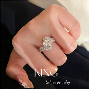 Anillo de Boda Ovalado con Forma de Huevo de Paloma de Plata de Ley S925, Anillo de Moda para Mujer, Joyería King Silver - Product Image 3