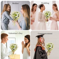 Cadeau de la Fête des Enseignants en Chine, Bouquet d'Anniversaire pour Enseignantes, Fleurs Artificielles en Soie Rose et Tulipe, Conception Faite à la Main pour Nail Art