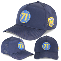Casquette de baseball imperméable à 5 panneaux HS41, vente en gros d'usine, avec patch PVC personnalisé, perforations laser, pour activités de plein air, golf et cyclisme