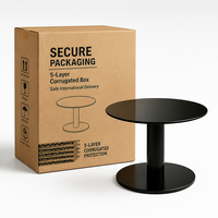 Table basse moderne minimaliste noire à finition brillante, durable, avec plateau en verre trempé et support métallique, mobilier de luxe pour salon