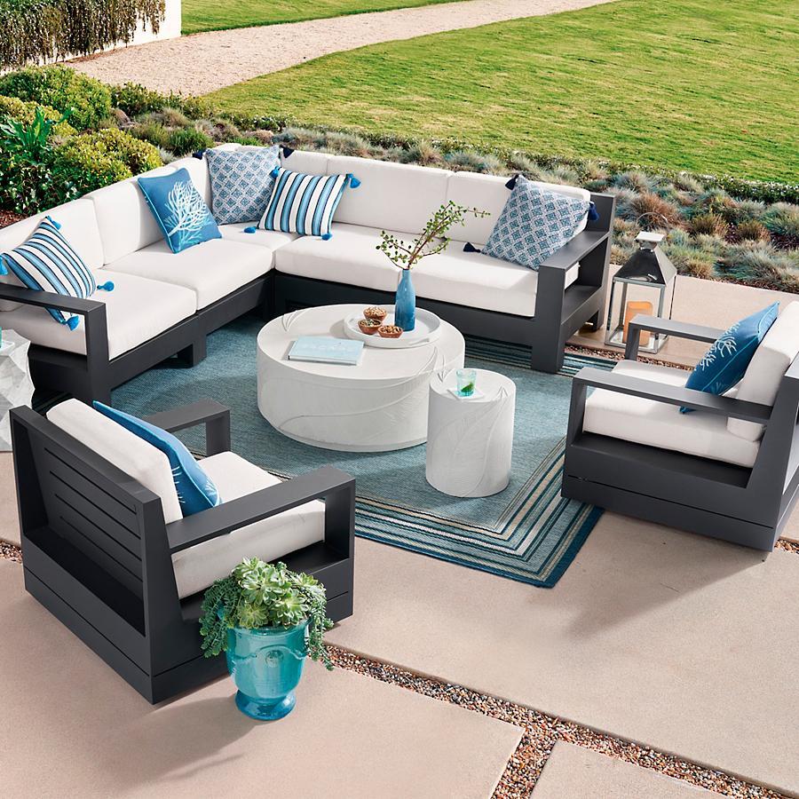 New Arrival luxury garden furniture modular L shape sectional patio aluminum outdoor sofa ...