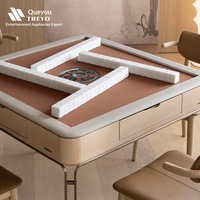 Table de mahjong haut de gamme en bois massif, table à manger de style luxe léger avec jetons anti-contrefaçon