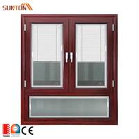 Ventana de aluminio ciega incorporada personalizada, ventanas abatibles de vidrio de doble acristalamiento de aluminio modernas con persianas incorporadas