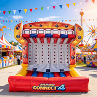 Jeu gonflable interactif commercial pour adultes, très demandé pour la location, incluant des jeux de basket-ball gonflables, Connect 4 et jeux de tir de carnaval