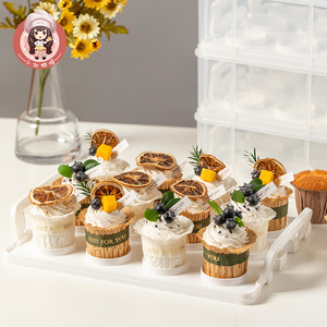 CN2034-05463-1 2 niveles de almacenamiento de portador de <span class=keywords><strong>tienda</strong></span> a 24 Cupcakes o 2 grandes pasteles comida transportador contenedor - Product Image 2
